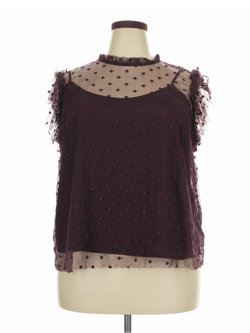 Old Navy Burgundy Sleeveless Lacey Polka Dot Blouse Size 2X